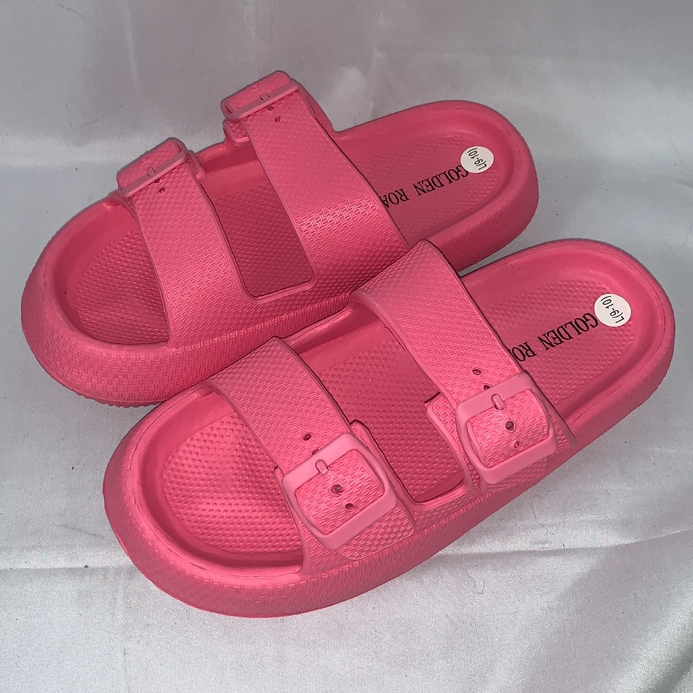 2 BAND ADJUTABLE FUCHSIA SLIPPERS - Picture 3 of 4